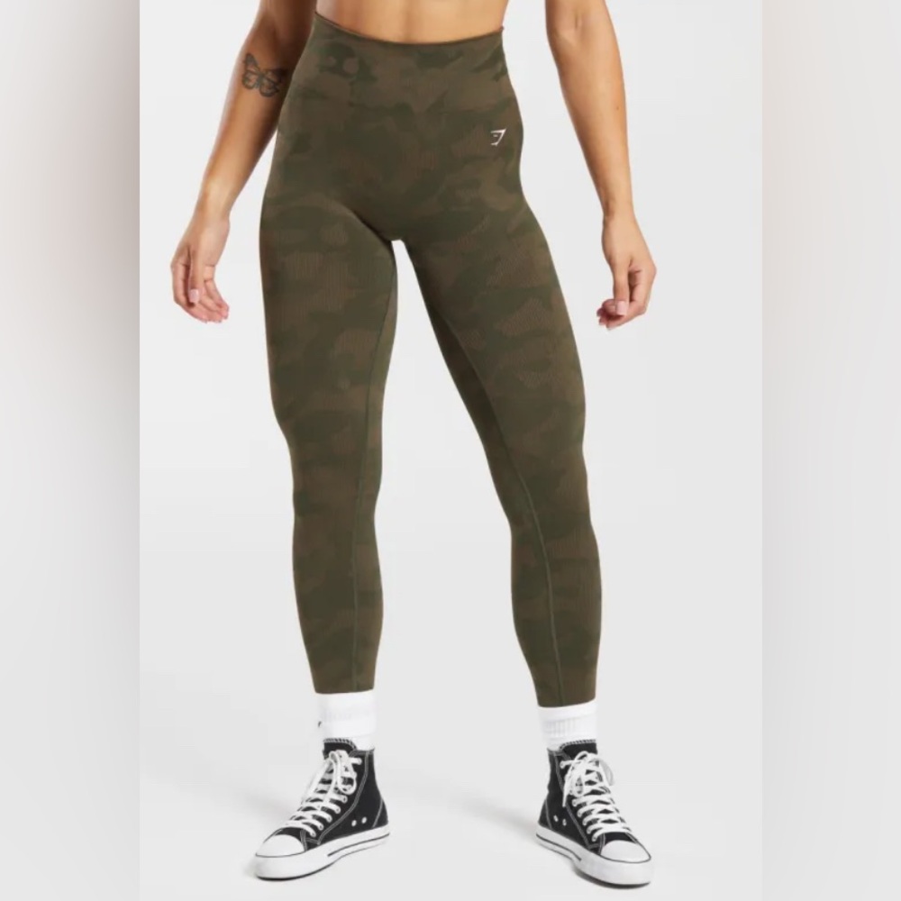 Gymshark Adapt Camo Seamless Leggings Women Sz S Savanna Green